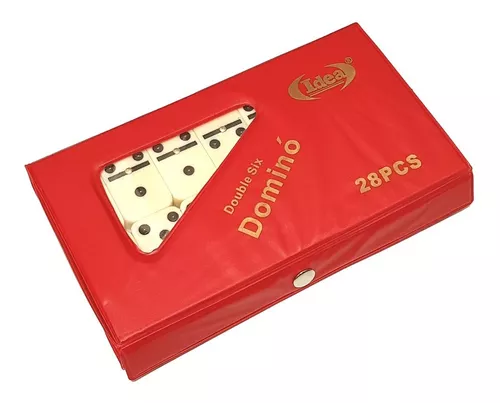 Jogo Domino de Osso Profissional Grande 54x27x12mm Com Estojo 28