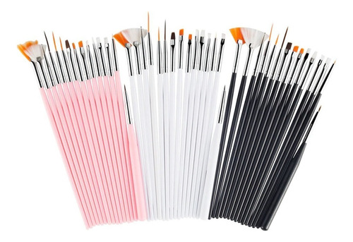 Set De 15 Pinceles Para Manicuria Uñas Deco Liners Doting Color Negro