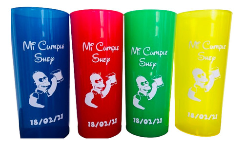 Vaso Trago Largo Plástico Personalizado  X 60