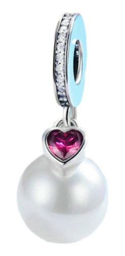 Charm Dije Perla Corazón. Estilo Pandora En Plata S925