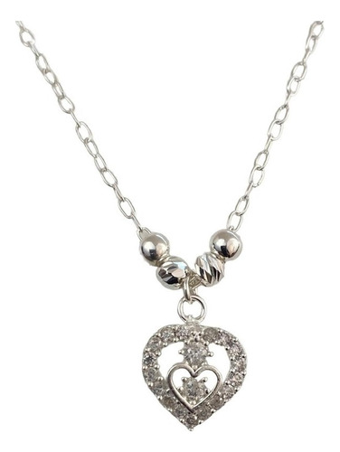 Collar Corazon Con Bolitas Amor Amistad Regalo Plata 925