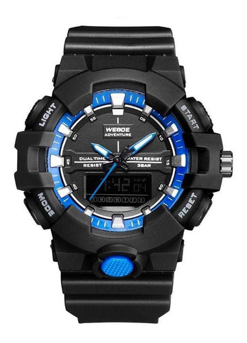 Relógio Masculino Weide Anadigi Wa3j8006 - Preto E Azul