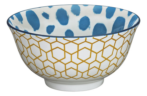 Bowl Ensaladera De Porcelana Amici Striche Cilio 15.5 Cm Color Azul