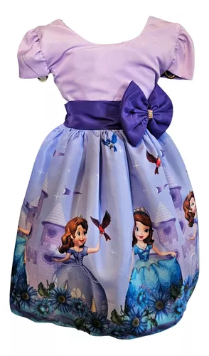 Vestido Infantil Festa Temático Princesinha Sofia Luxo - R$ 78,99