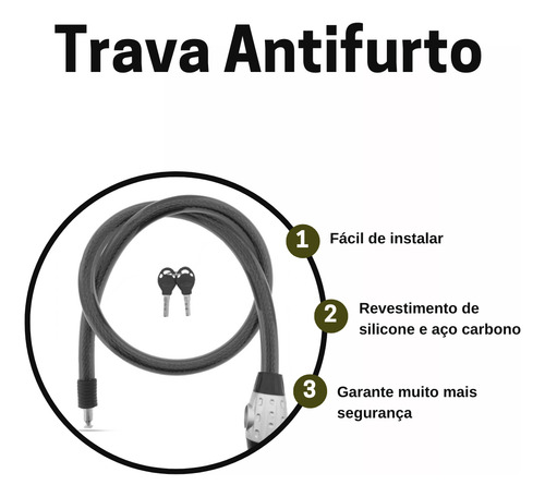 Cabo Aço Trava Antifurto Gp Tech 150cm Honda Cb Twister