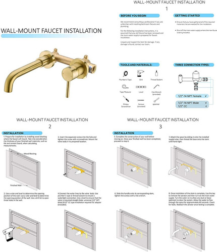 Imagen 6 de 7 de Grifo Baño De Oro Cepillado, De Una Sola Manija Hanebath
