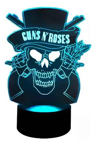 Lámpara Mesa 3d Guns N Roses Base Negra