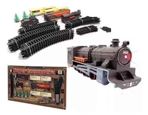 Locomotiva Trilhos Vagões 7 Metros Ferrorama Trem Brinquedo