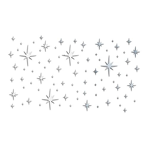 82 Adhesivos De Estrella Espejo Plateados Para Pared