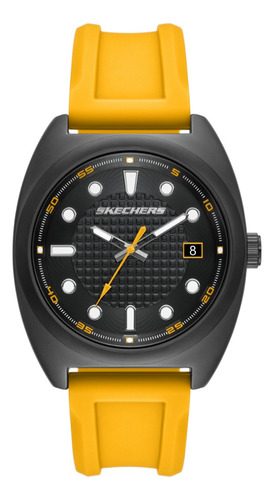 Reloj Hombre Skechers Sr5239 De Silicona Amarillo Bisel Gunmetal Fondo Gunmetal