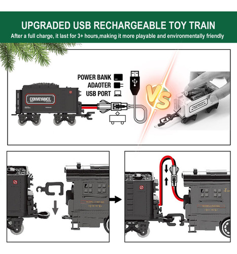 Set De Tren Eléctrico Bubuqe Con Locomotora De Vapor Para Ni