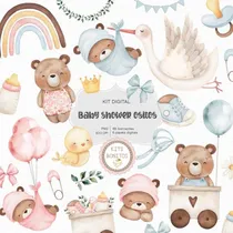 Comprar Kits Cliparts Imagenes Papeles Png Baby Shower Ositos Bebes