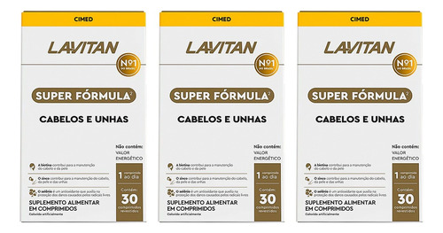 Combo 3x Lavitan Cabelos E Unhas Super Fórmula 30comp Cimed
