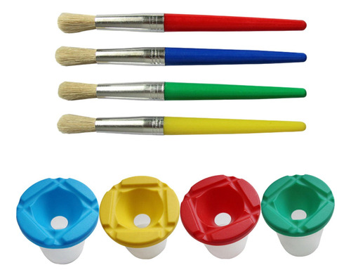 4x Vasos De Pintura Y Pinceles Para Pintar Para Niños