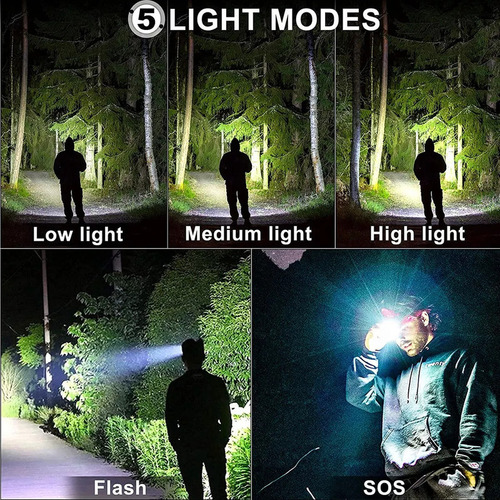 Lampara Cabeza Recargable Linterna Frontal Led