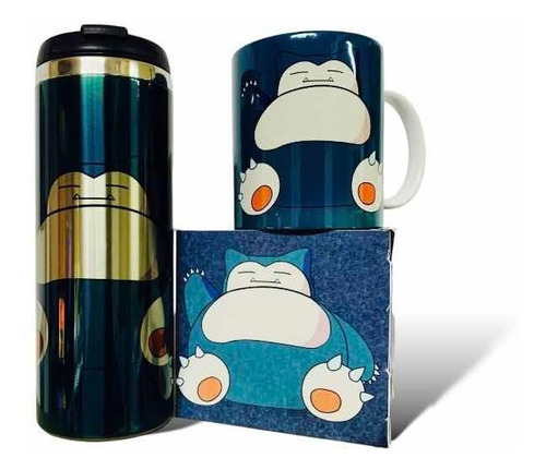 Termo +taza Diseño De Snorlax Anime Pokemon