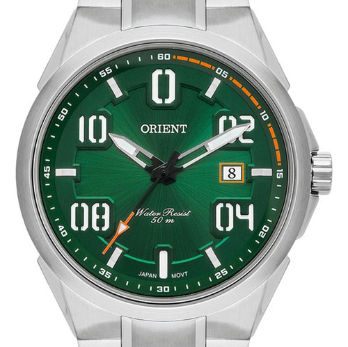 Relógio Orient Masculino MBSS1437-E2SX Aço Fundo Verde Cor da correia Prateado Cor do bisel Prateado
