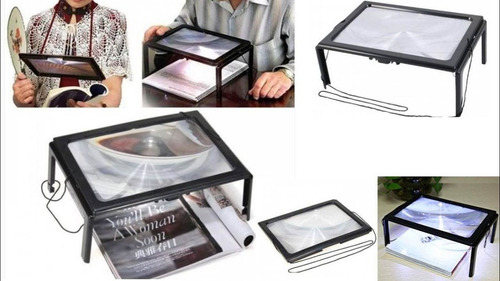 Lupa De Mesa Com 6 Leds Mão Livre Amplia 23,5x15,5cm 2.5 X