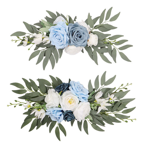 2x Corona De Arco De Boda, Telón De Fondo Floral, Azul
