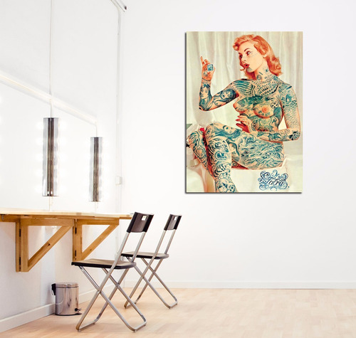 Vinilo Decorativo 20x30cm Tattoo Girl Pin Up Retro Ginger