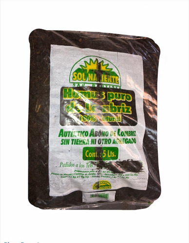 Humus De Lombriz ,abono Natural Para Plantas , 5 Litros