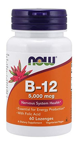 Ahora Suplementos, Vitamina B-12 5.000 Mcg, Con Ácido Fólico