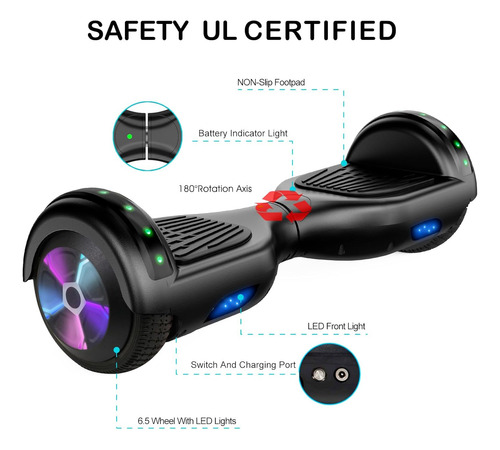 Hoverboard Autoequilibrio Con Luces Led Y Ruedas Bluetooth