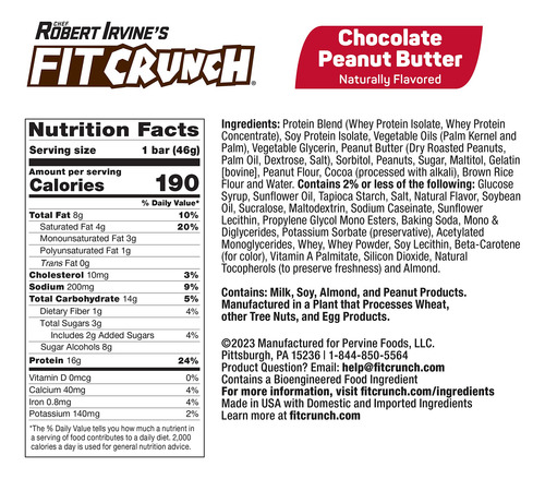 Protein Bars Fit Crunch Snack, Paquete Variado De 18 Unidade
