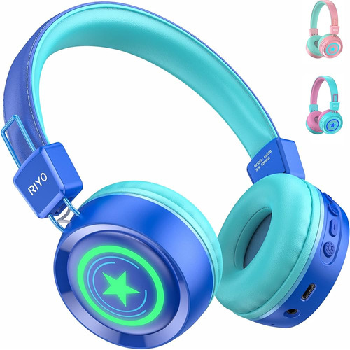 Riyo Kids Bluetooth Headphones Con Luces Led Coloridas V5.0 