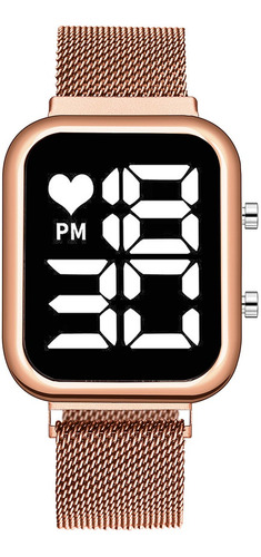 Reloj Digital Brazalete Metalico Iman Pantalla Led Unisex