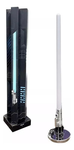 Lámpara Decorativa Star Wars Sable Láser Espada Lightsaber Estructura Plateado Pantalla Blanco