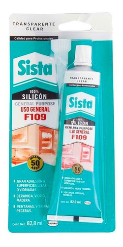 Sista F109, Silicón Uso General, Transparente, 82 Ml