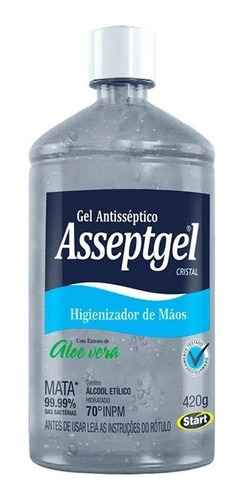 1 Álcool Gel Higienizador Mãos Antisséptico Asseptgel 420g