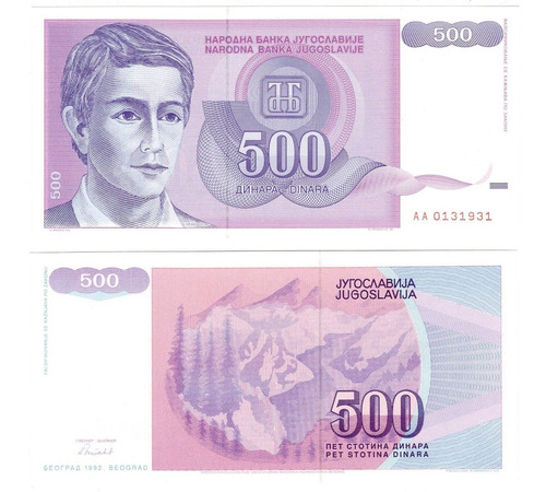 Yugoslavia - Billete 500 Dinara 1992 - Unc