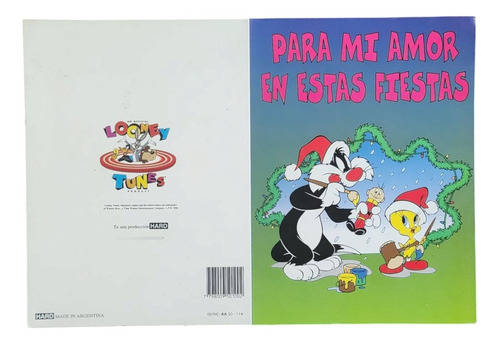 Tarjetas Looney Tunes Original 1996 Regalo Cumple Navidad Silvestre Y Piolín Navidad