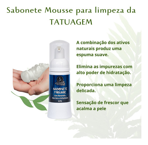 Kit Cuidado Da Tatuagem Mousse, Creme, Hidratante E Protetor Fragrância Neutra