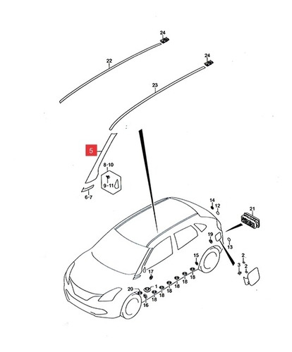 Moldura Parante Delantero Izq Grande Suzuki Baleno Glx 17-19