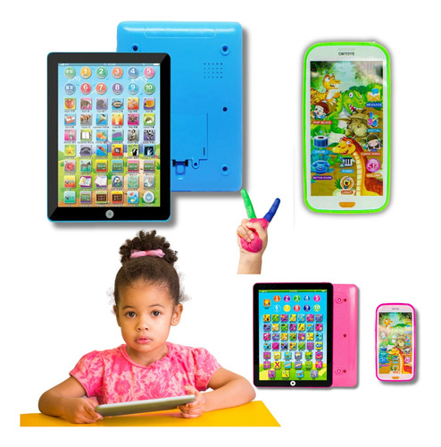 Tablet E Celular Interativo Infantil  Educativo Crianças Kit