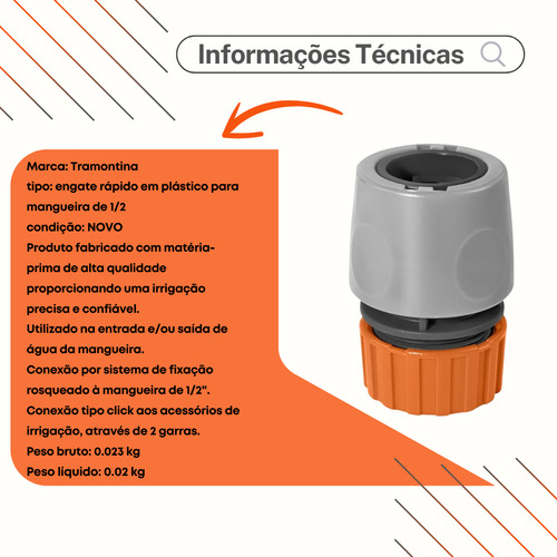 Engate Rápido P/ Mangueira 1/2 Tramontina 78506000