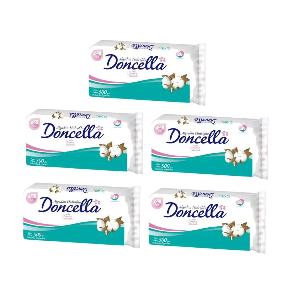 5 Paquetes De Algodón Doncella Clasico Extra Suave X 500gms