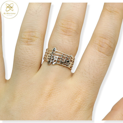 Imagen 5 de 7 de Anillo Plata Notas Musicales