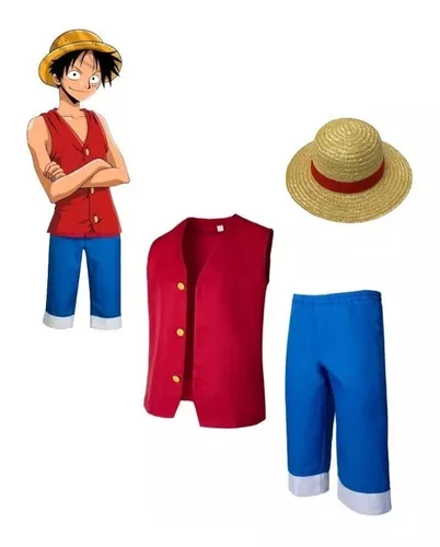 Fantasia Luffy One Piece C/ Chapéu Adulto E Infantil