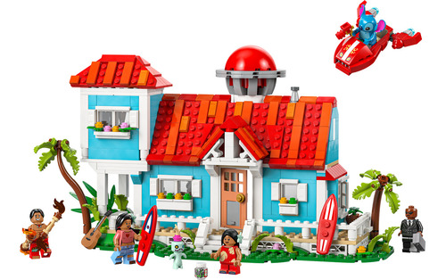 LEGO® | Disney Casa en la Playa de Lilo y Stitch 43268; incluye 5 personajes de la película: David, Lilo, el Señor Bubbles, Nani y Stitch