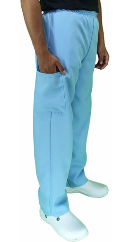 Pantalón Cargo Resorte Completo Multiusos Unisex Azul Cielo