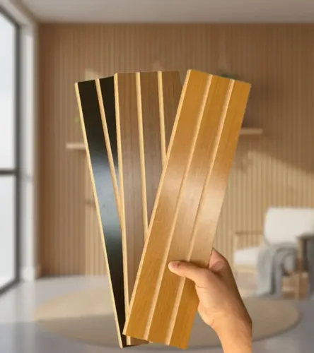 40 Placas Adesivas Decorativa Ripada Parede Mdf 45x11 Freijó Freijo