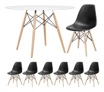 Comprar Conjunto Jantar Eames Eiffel 6 Lugares Mesa 120cm 6 Cadeiras Cor da tampa Mesa branco com cadeiras preto