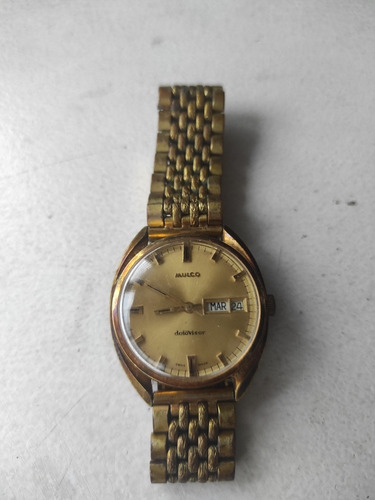 Reloj Mulco Datovisor Antiguo De Colección Dorado 