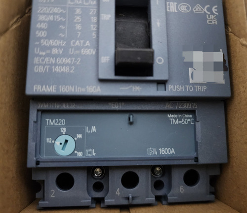 Interruptor Automatico 3p 160a Reg 25ka Ref 3vm1116 Siemens