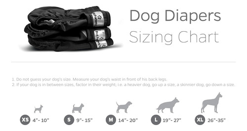Pañales Para Perros Lavables (paquete De 3) Talla Xg Negro Xl