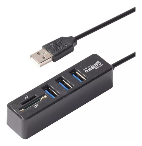 Hub Usb 2.0 De 5 Puertos 3 Usb, 1 Tf, 1 Sd, 480 Mbps Led 1tb